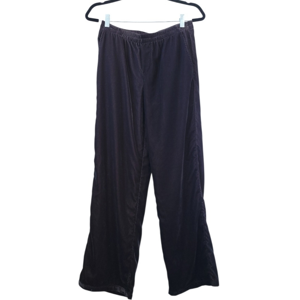ZARA XS Purple Velvet Wide Leg Pull On Pants Soft Cozy Pockets Goth Witchy